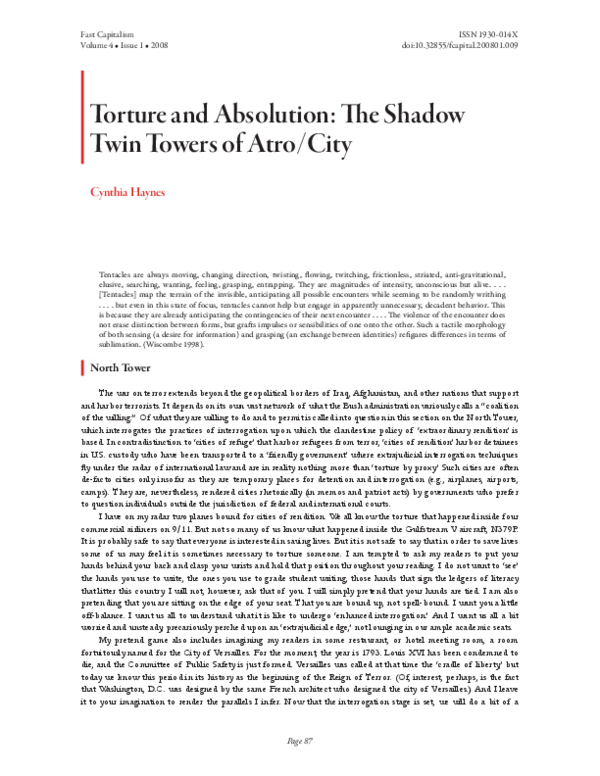 (PDF) Torture and Absolution: The Shadow Twin Towers of Atro/City