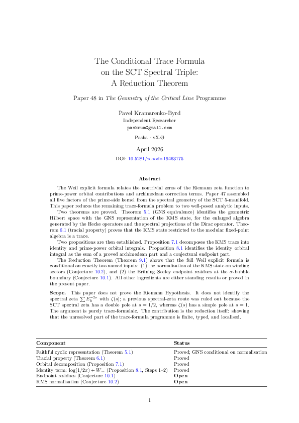 (PDF) The Conditional Trace Formula on the SCT Spectral Triple: A ...
