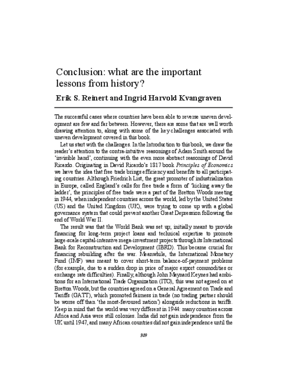 (PDF) Conclusion: what are the important lessons from history?