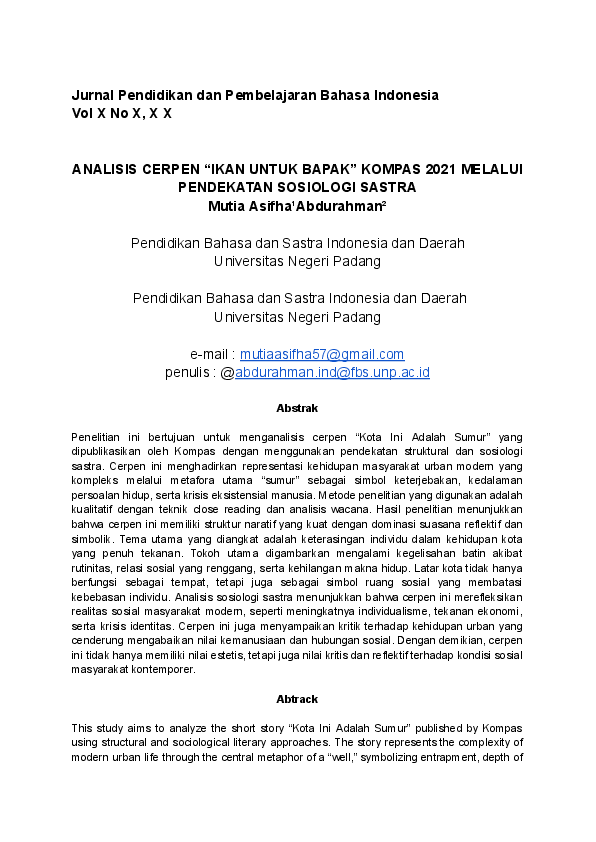 (PDF) Jurnal Pendidikan dan Pembelajaran Bahasa Indonesia Vol X No X, X ...