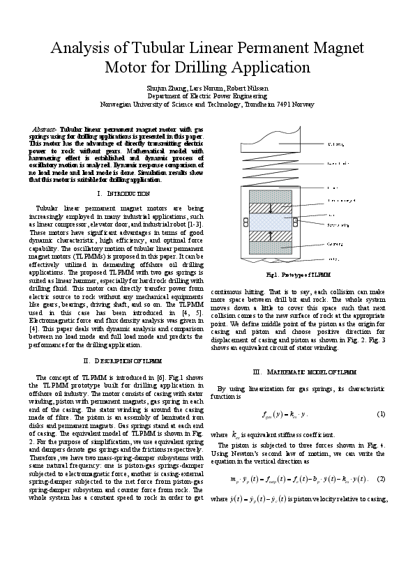 (PDF) Analysis of tubular linear permanent magnet motor for drilling ...