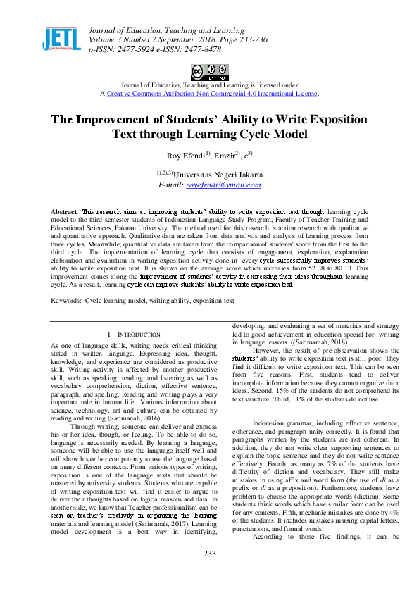 (PDF) The Improvement of Students’ Ability to Write Exposition Text ...