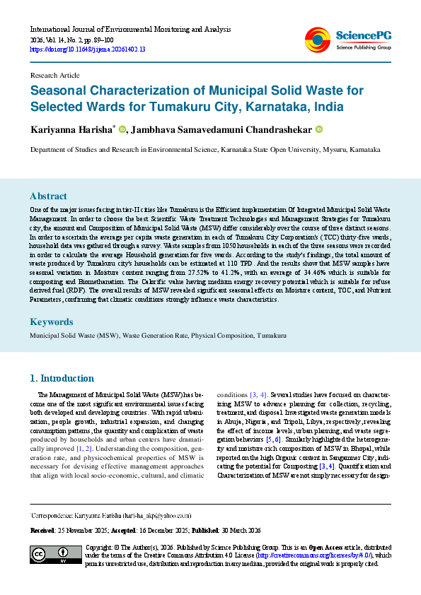 (PDF) Seasonal Characterization of Municipal Solid Waste for Selected ...