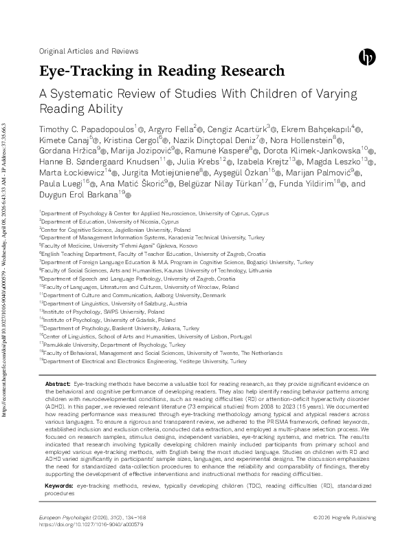(PDF) Eye-Tracking in Reading Research A Systematic Review of Studies ...