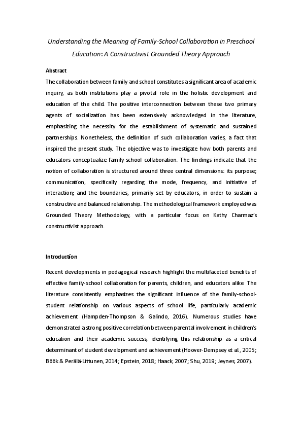 (PDF) Understanding the meaning of family-school collaboration in ...