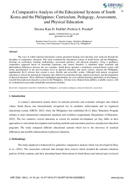(PDF) A Comparative Analysis of the Educational Systems of South Korea ...
