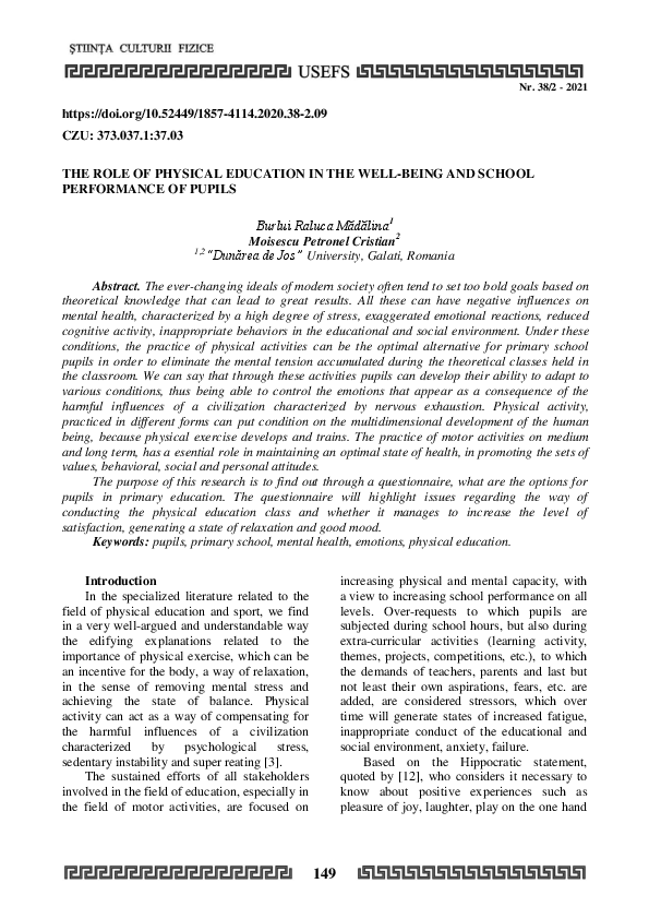 (PDF) The Role of Physical Education in the Well-Being and School ...