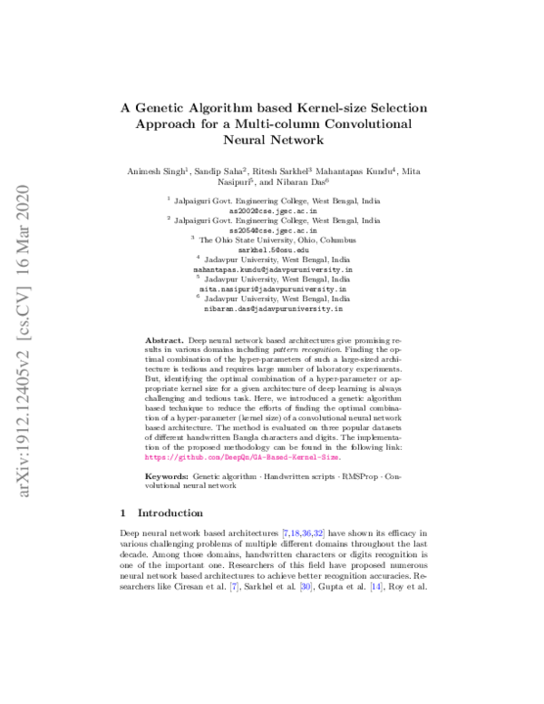 (PDF) A Genetic Algorithm based Kernel-size Selection Approach for a ...