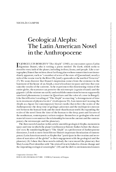 (PDF) Geological Alephs: The Latin American Novel in the Anthropocene