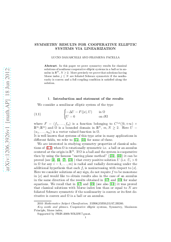 (PDF) Symmetry results for cooperative elliptic systems via linearization