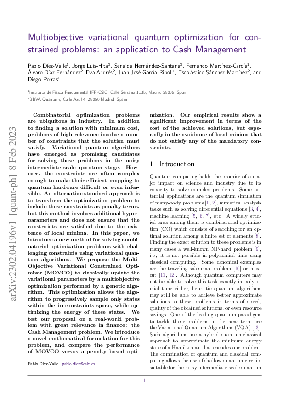 (PDF) Multiobjective variational quantum optimization for constrained ...
