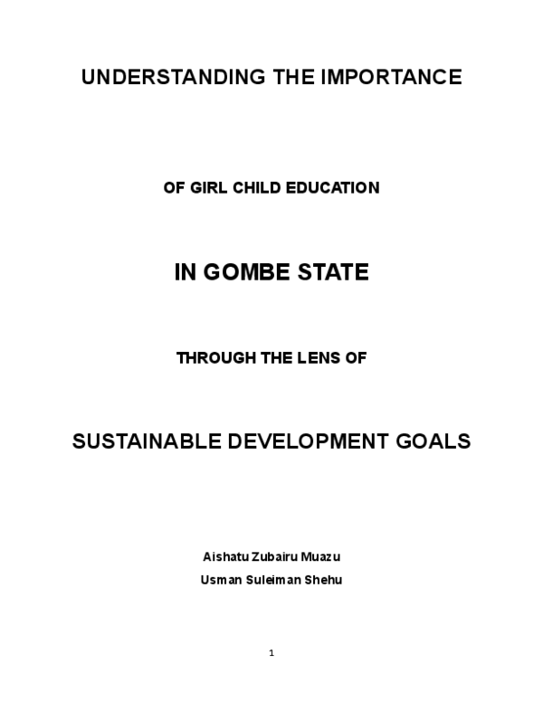 (PDF) UNDERSTANDING THE IMPORTANCE OF GIRL CHILD EDUCATION IN GOMBE ...
