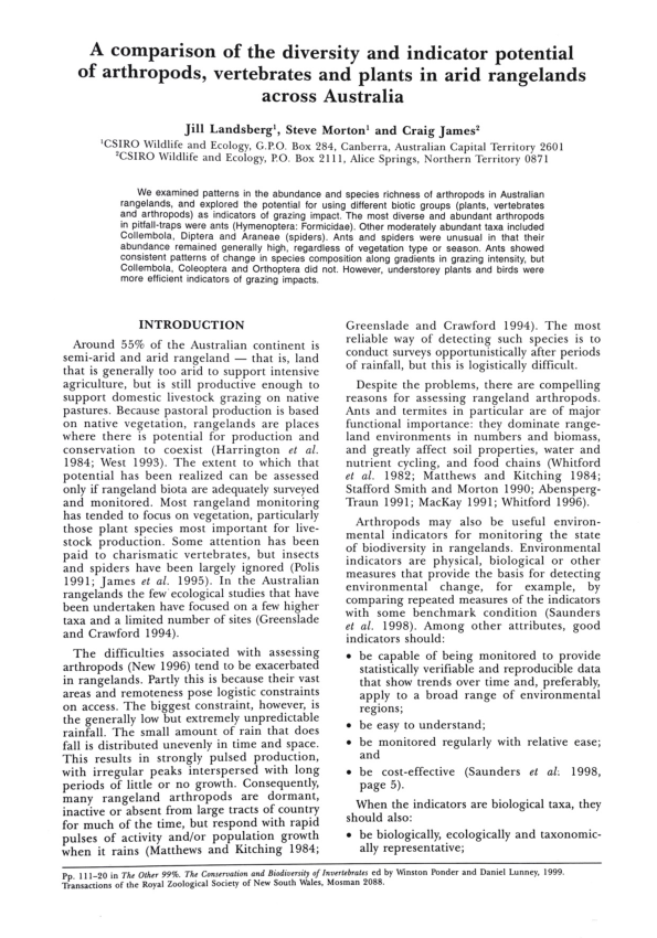 (PDF) A comparison of the diversity and indicator potential of ...