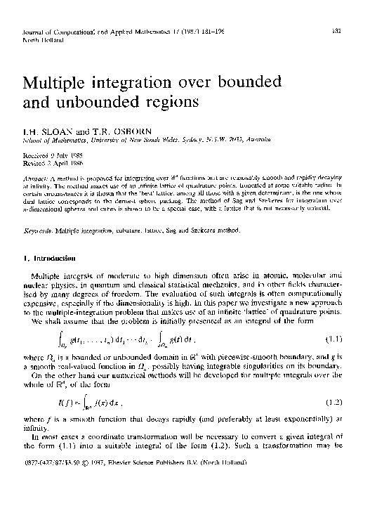 (PDF) Multiple integration over bounded and unbounded regions