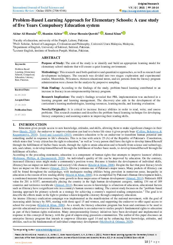 (PDF) Problem-Based Learning Approach for Elementary Schools: A case ...