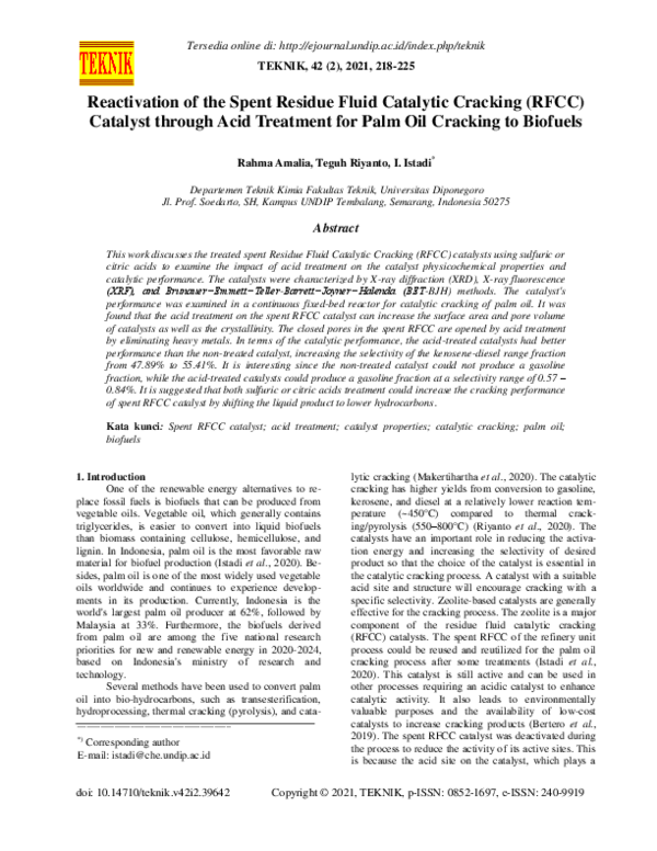 (PDF) Reactivation of the Spent Residue Fluid Catalytic Cracking (RFCC ...