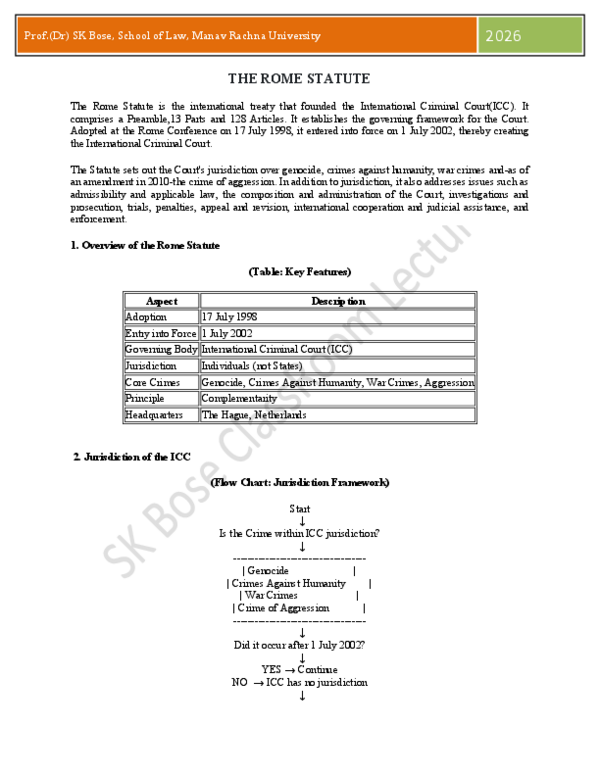 (PDF) The Rome Statute Handout Pdf
