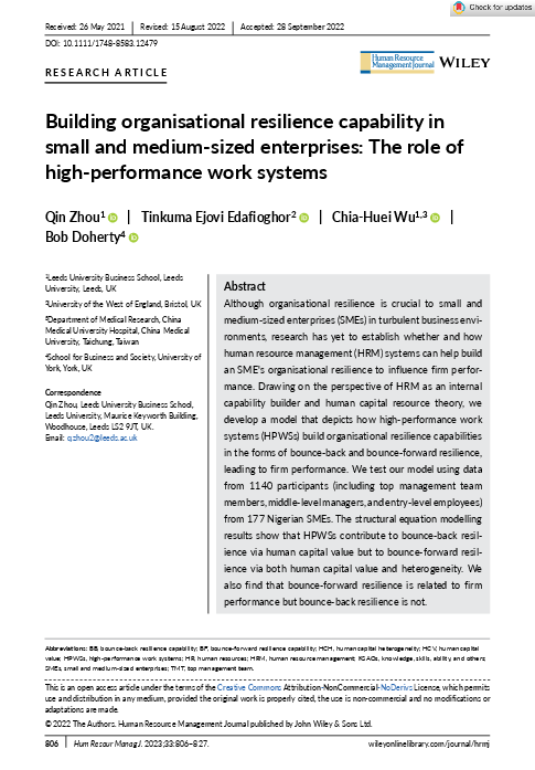 (PDF) Building organisational resilience capability in small and medium ...