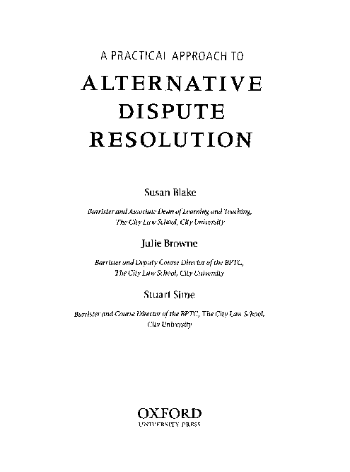 (PDF) A Practical Approach to Alternative Dispute Resolution