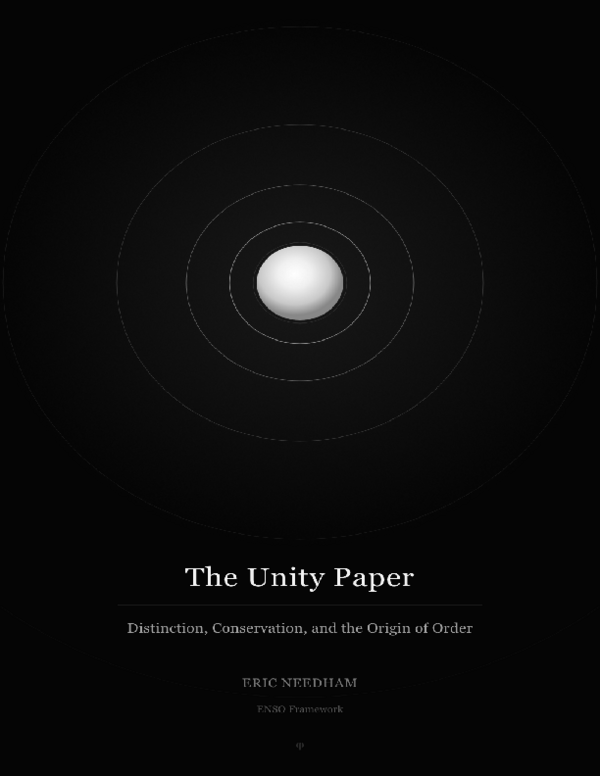 (PDF) The Unity Paper: Distinction, Conservation, and the Origin of Order