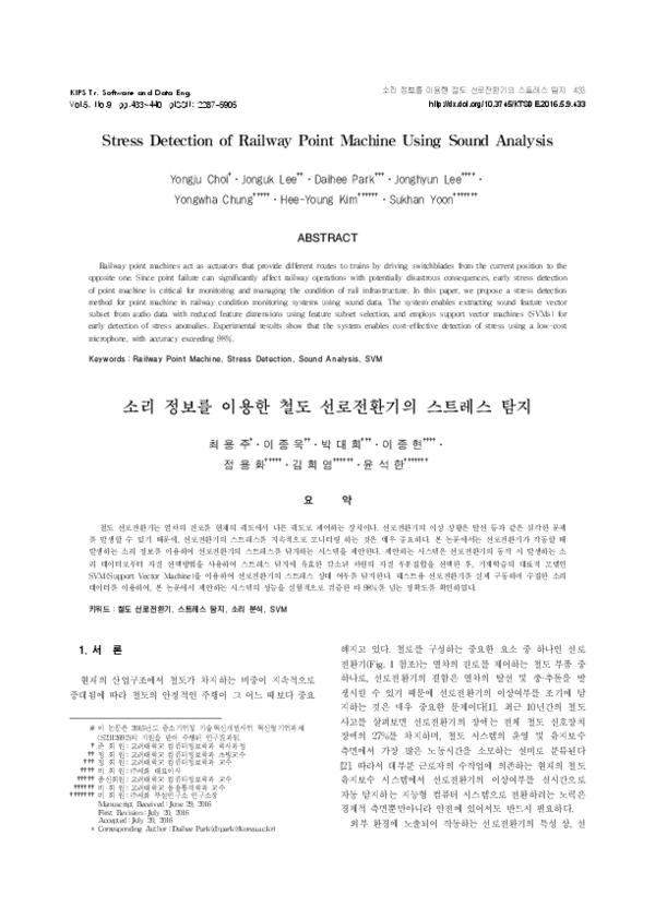 (PDF) Stress Detection of Railway Point Machine Using Sound Analysis
