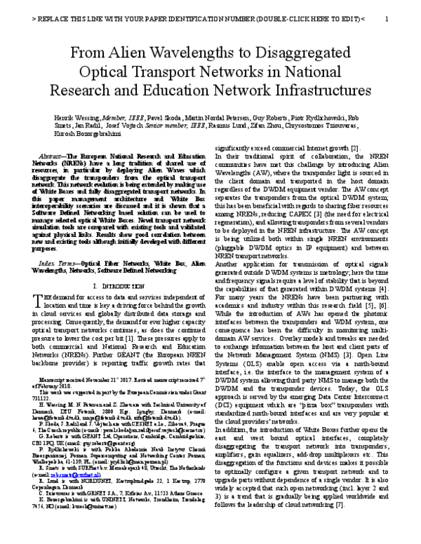 (PDF) From Alien Wavelengths to Disaggregated Optical Transport ...