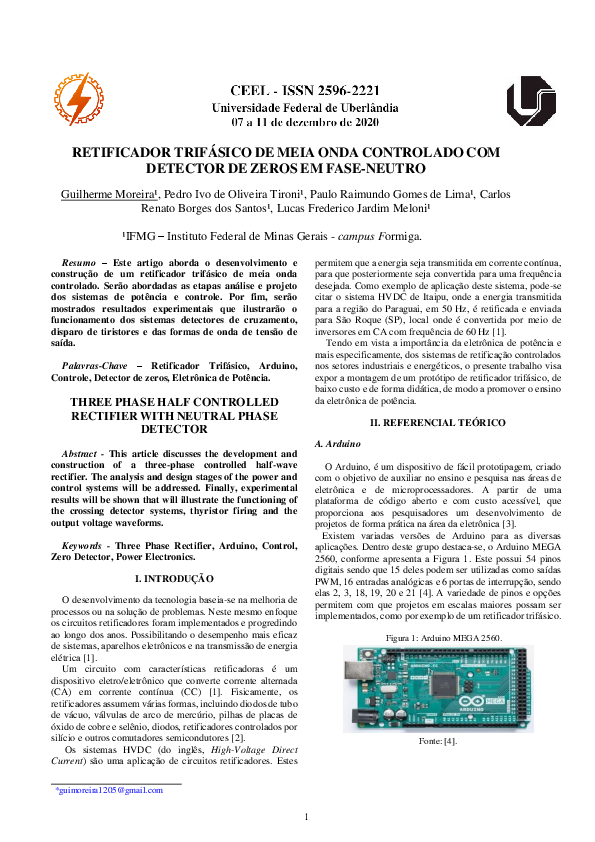 (PDF) Retificador Trifásico De Meia Onda Controlado Com Detector De ...