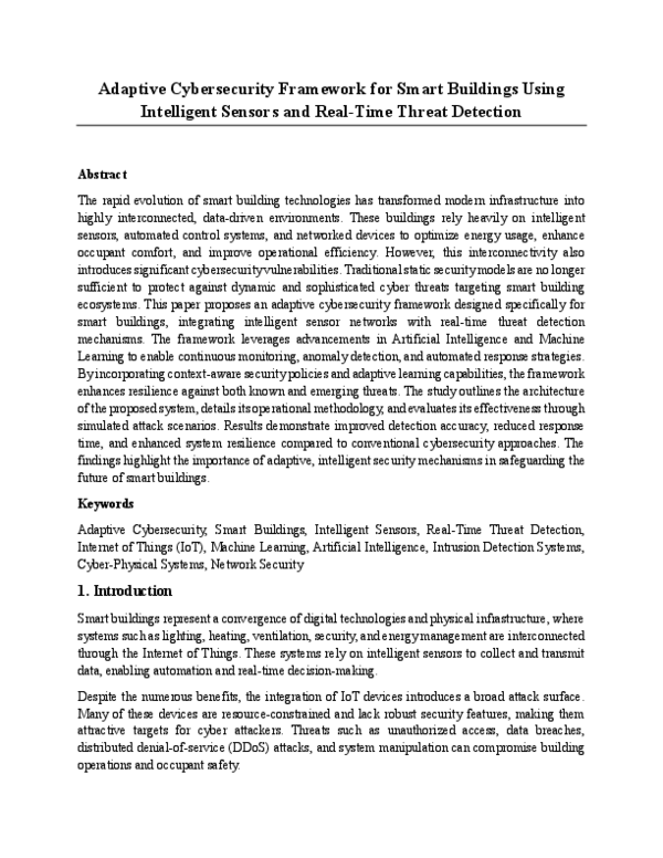 (PDF) Adaptive Cybersecurity Framework for Smart Buildings Using ...