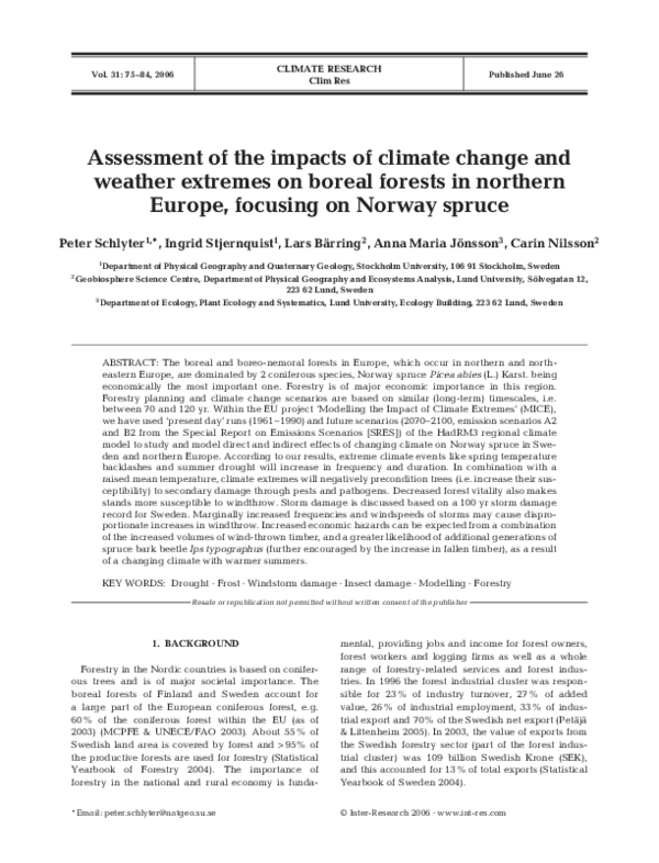 (PDF) Assessment of the impacts of climate change and weather extremes ...