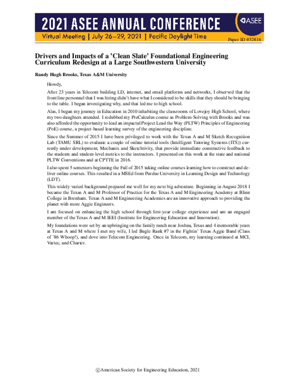 (PDF) Drivers and Impacts of a ‘Clean Slate’ Foundational Engineering ...