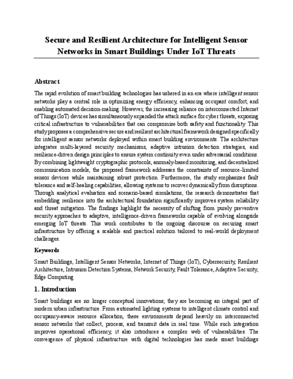 (PDF) Secure and Resilient Architecture for Intelligent Sensor Networks ...