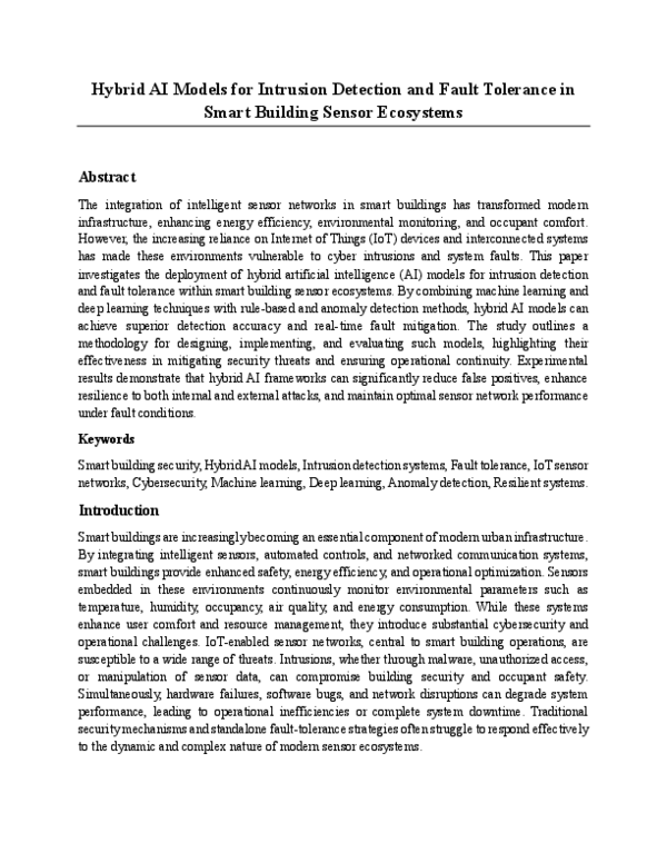 (PDF) Hybrid AI Models for Intrusion Detection and Fault Tolerance in ...