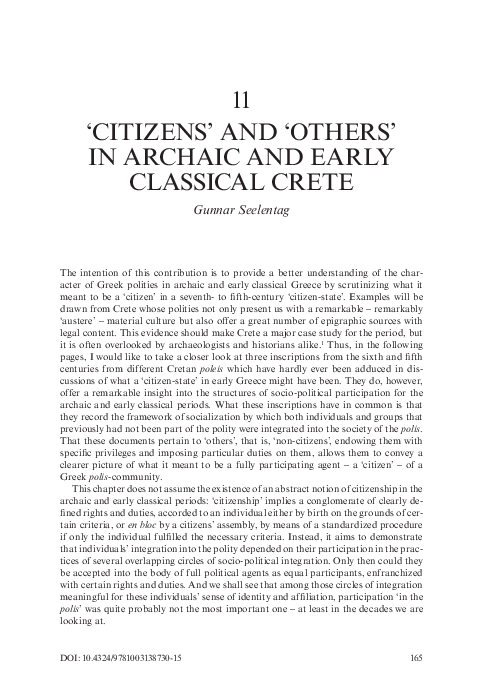 (PDF) Seelentag 2023. 'Citizens' and 'Others' in Archaic and Early ...