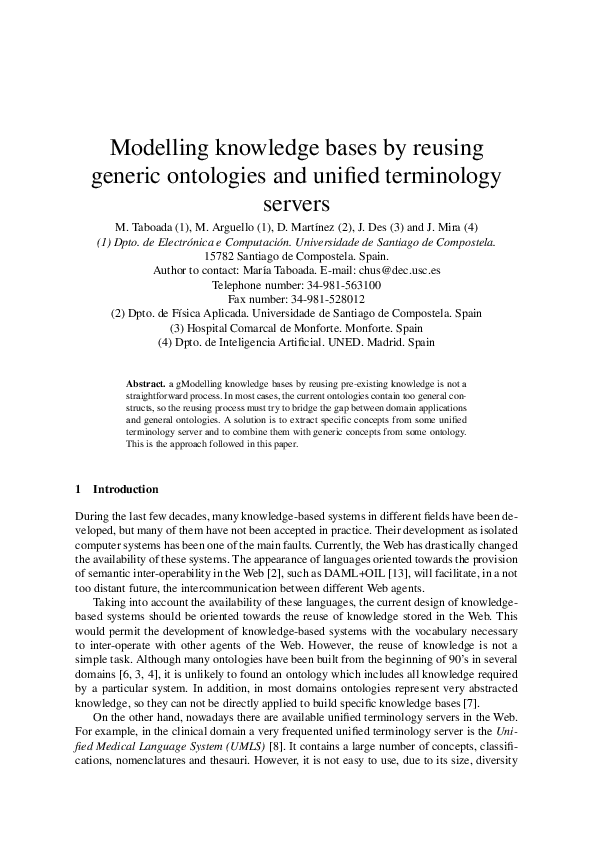 (PDF) Modelling knowledge bases by reusing generic ontologies and ...
