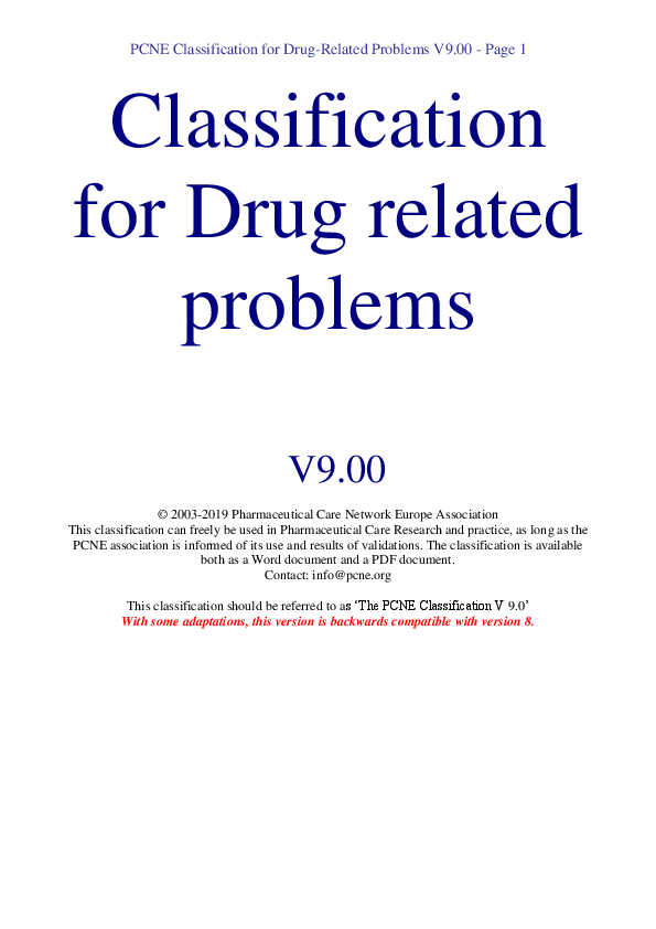 (PDF) PCNE Classification for Drug-Related Problems V9.00 -Page 1 ...
