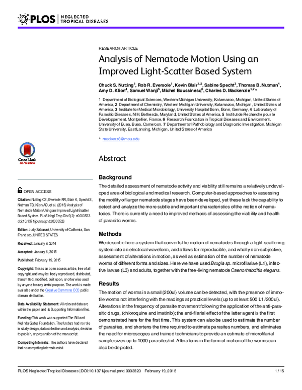 (PDF) Analysis of nematode motion using an improved light-scatter based ...
