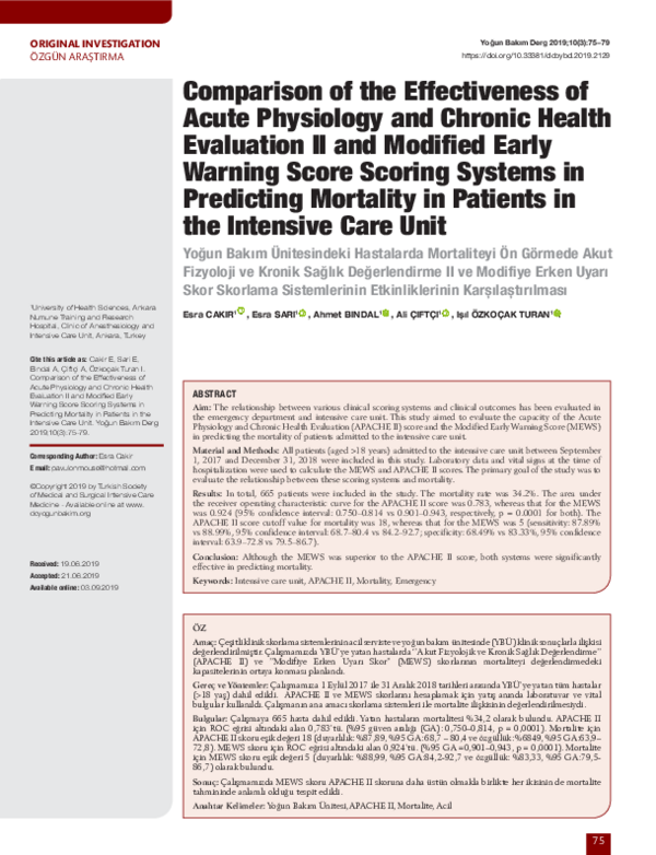 (PDF) Comparison of the Effectiveness of Acute Physiology and Chronic ...