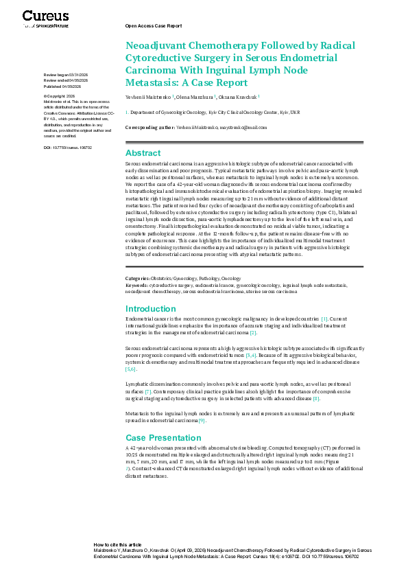 (PDF) Neoadjuvant Chemotherapy Followed by Radical Cytoreductive ...