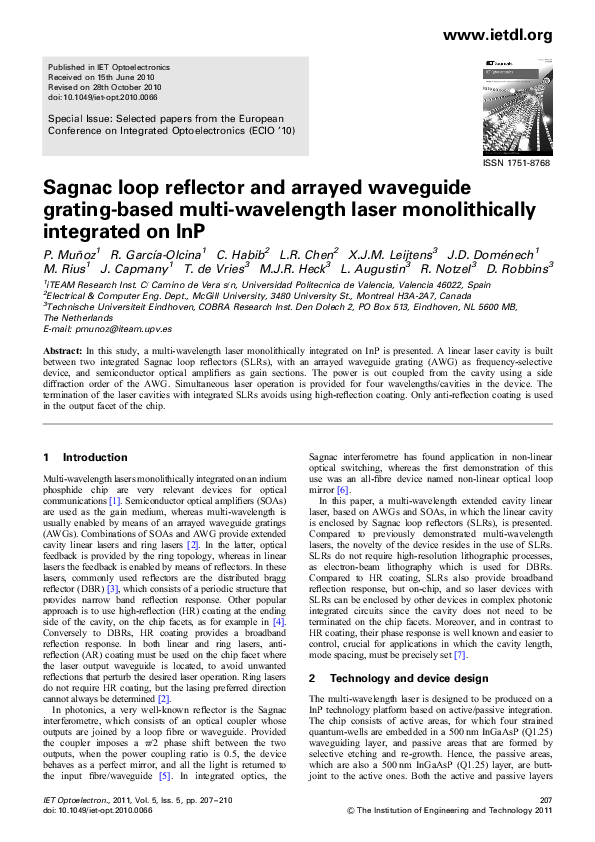 (PDF) Sagnac loop reflector and arrayed waveguide grating-based multi ...