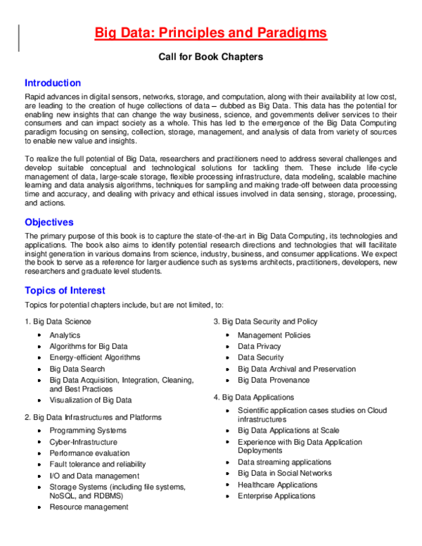 (PDF) Big Data: Principles and Paradigms