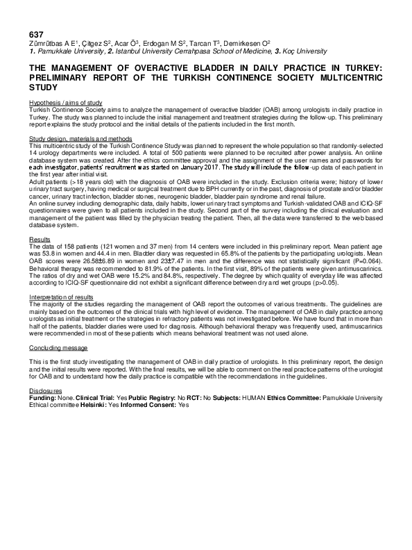 (PDF) The Management of Overactive Bladder in Daily Practice in Turkey ...
