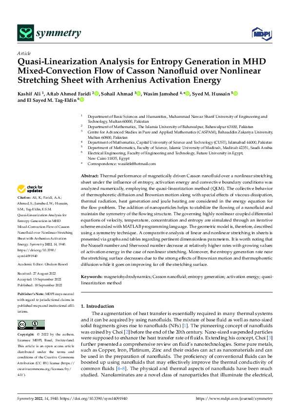 (PDF) Quasi-Linearization Analysis for Entropy Generation in MHD Mixed ...