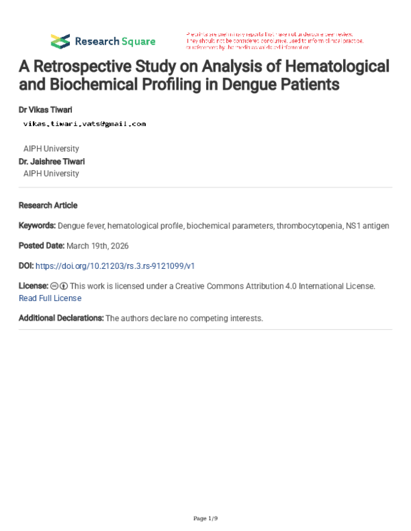 (PDF) A Retrospective Study on Analysis of Hematological and ...