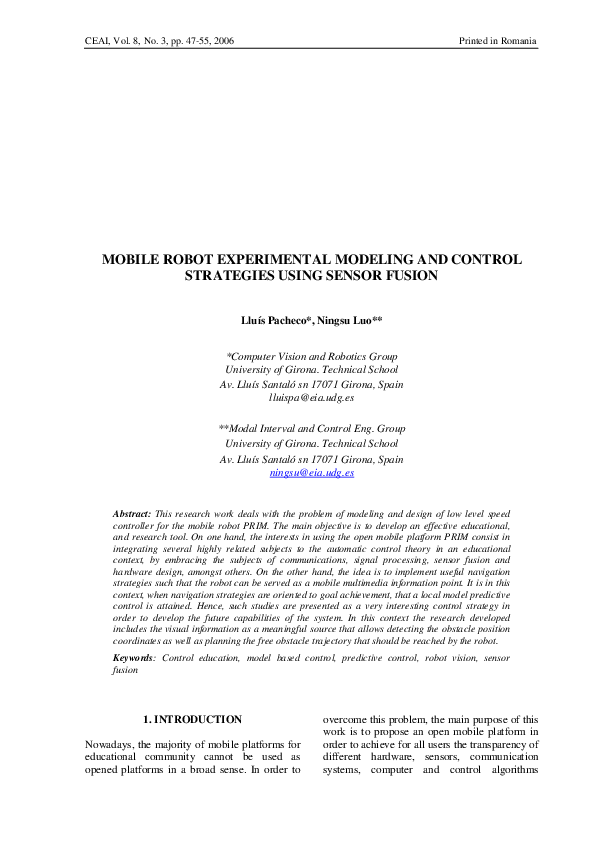 (PDF) Mobile robot experimental modeling and control strategies using ...