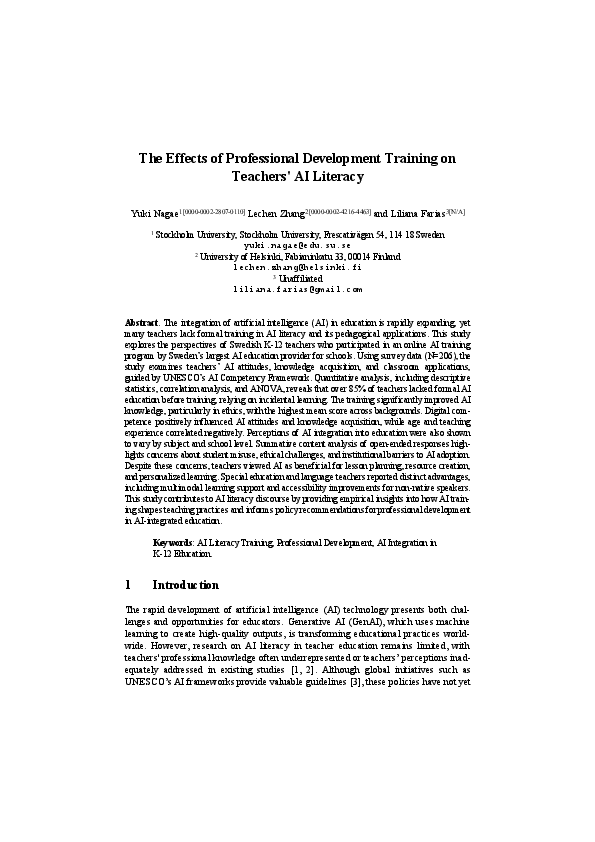 (PDF) The Effects of Professional Development Training on Teachers' AI ...