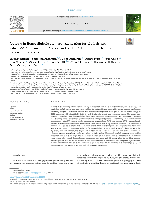 (PDF) Progress in lignocellulosic biomass valorization for biofuels and ...