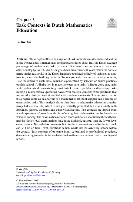 (PDF) Task Contexts in Dutch Mathematics Education