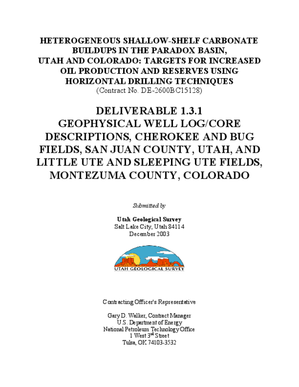 (PDF) Geophysical Well Log/Core Descriptions, Cherokee and Bug Fields ...