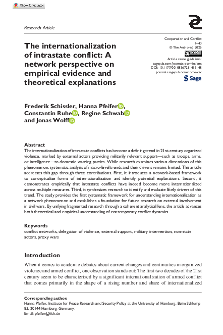 (PDF) The internationalization of intrastate conflict: A network ...