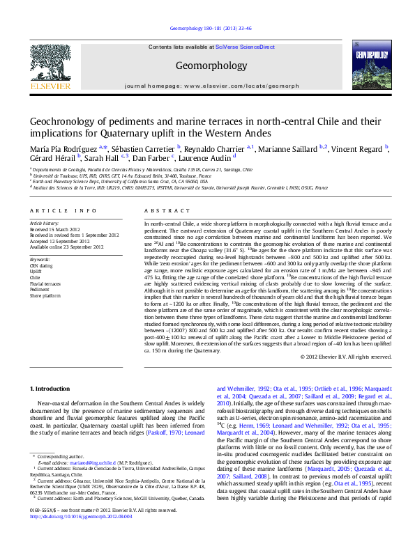(PDF) Geochronology of pediments and marine terraces in north-central ...
